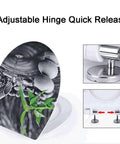 Heavy Duty Elongated Toilet Seat Featuring Smooth Slow Close Cushioning And Rust Resistant Stainless Steel Chrome Hinges for adjustable hinge release.