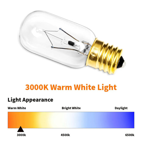 Over The Range Microwave Light Bulb Dimmable 125V 30W E17 Base with 3000K warm white light spectrum chart