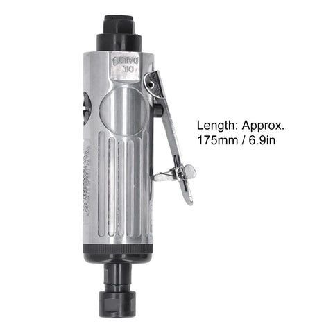 Heavy Duty Pneumatic Die Grinder Kit Featuring 22000 Rpm Air Powered Motor and Ten Piece Grinding Head Set, approx 175mm long.
