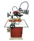 220V Universal Cutter Grinder And Saw Blade Sharpener Featuring Adjustable Angle Alignment Water Cooling Loop For Crushing Carbide Tipped Edges Drill Bits And Mill Cutters Heavy Duty Shop Workhorse Built Tough, with copper motor and cast iron body.
