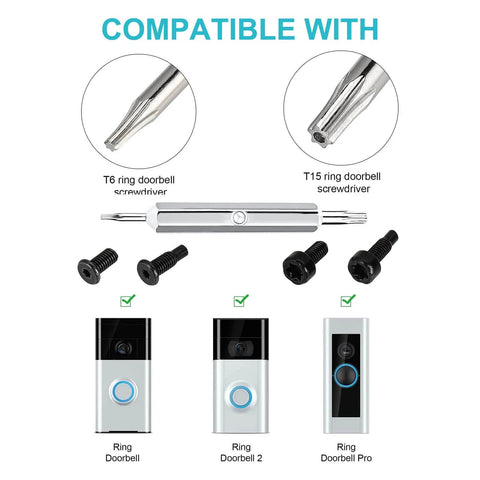 Must Have Doorbell Screwdriver Kit With 20 Screws And USB Charging Cable For Video Doorbell 1 2 Pro And Elite Models Orange Security Screw Set For Quick Easy Install, T6 and T15 bits, compatible with Ring Doorbell 1, 2, Pro