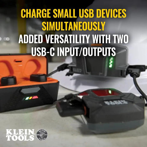 Power Packed 3200 mAh USB C Portable Battery For Hard Hat Cooling Fans And USB Devices, Clip On Safety Gear Power Bank shown in use