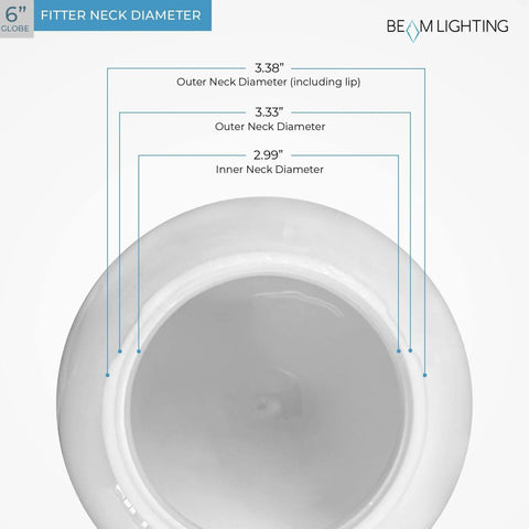 6 Inch White Acrylic Replacement Globe For Ceiling Lights, Wall Fixtures, Lamp Posts, And Streetlights, Opaque Globe Cover With 3.33 Inch Outer Neck And 2.99 Inch Inner Neck Fit For Outdoor And Indoor Use