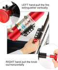 Rugged Aluminum Fire Extinguisher Mount Bracket With Four Clamps For Jeep Wrangler TJ JK JL JKU And UTV Polaris RZR Ranger Quick Release Design One Hand Quick Release Knob in use, showing the one-hand quick release action.