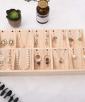 Chill Solid Wood Jewelry Tray Keeps Your Bling Totally Snag Free With A Dang Cool Pendant Grid Built In For Hanging Necklaces Organizing Earrings Or Storing Loose Beads. Jewelry tray displays earrings and necklaces.