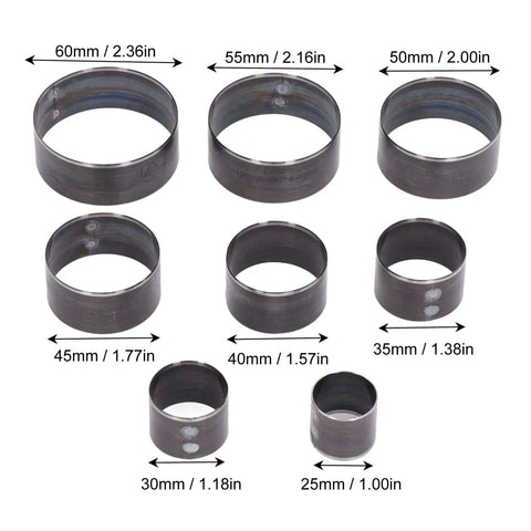 8-Piece Leather Cutting Dies Set With 25mm To 60mm Round Hollow Punch Tools for DIY leather crafting, showing different size dies.