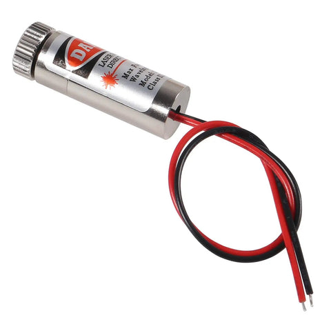 5 Pack 650nm 5mW Red Laser Tube Heads With Adjustable Focus For Sight Positioning And Telescopes Includes 3 To 5V Power, silver metal laser module with red and black wires