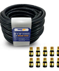 Heavy Duty 3/8 Inch Rubber Air Brake Hose 50 Foot Roll Black Replacement for 9003006 Includes 10 Quick Repair 1/2 Inch NPT Male Fittings