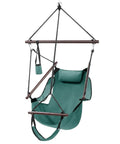 Upgraded Unique Hammock Hanging Sky Chair With Easy Setup Safer Design Air Deluxe Swing Seat, green, rope, wood bar.