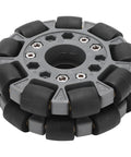 100mm nylon omni-directional wheel with rubber rollers on gray hub for 360 degree movement
