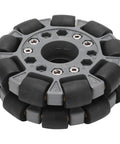 100mm Double Plastic Omnidirectional Wheel For Robotics, 360-Degree Movement With Rubber Rollers For Stability, Rugged Nylon Body With Brass Bearings