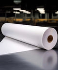 Terpene-Resistant PTFE Roll for Chef-Grade Kitchens and Lab-Precision Extractions, 0.7 mm thick, rolled on a stainless surface