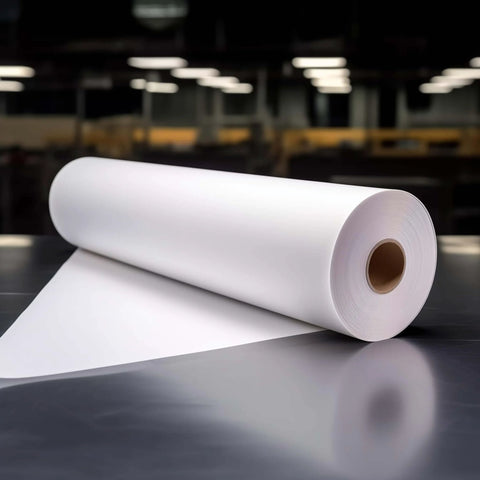 Terpene-Resistant PTFE Roll for Chef-Grade Kitchens and Lab-Precision Extractions, 0.7 mm thick, rolled on a stainless surface