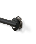 Close-up of 24 Inch Straight Shower Grab Bar Matte Black Stainless Steel With Concealed Flanges for safety and support.