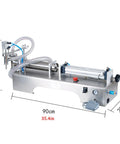 Heavy Duty Stainless Steel Pneumatic Bottle Filler With No Sweat Assembly And Next Level Precision For Cosmetics Olive Oil Wine And Spirits Designed For 500 To 5000 Ml Containers Daily, side view showing size and assembly.