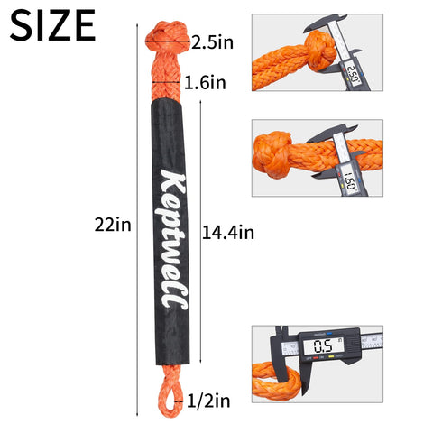 Beefy Heavy Duty Soft Shackle With UHMWPE Tow Connector Half Inch By Twenty Two Inches size guide for off-road towing and recovery