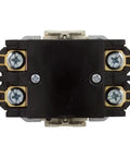Professional Grade Industrial Magnetic Contactor 50 Amp 115 Volt Ac Coil Double Pole Single Throw Heavy Duty Power Switch back view with brass terminals.