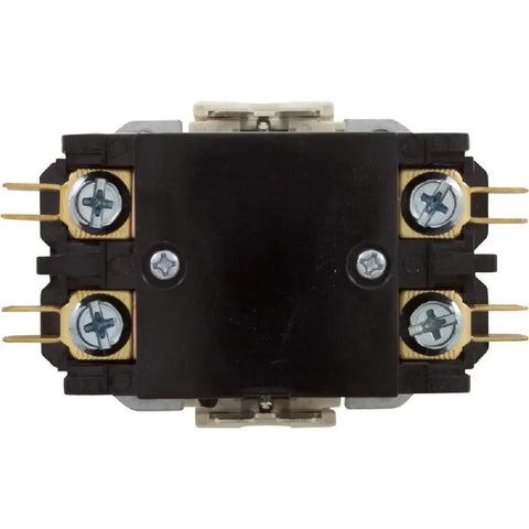 Professional Grade Industrial Magnetic Contactor 50 Amp 115 Volt Ac Coil Double Pole Single Throw Heavy Duty Power Switch back view with brass terminals.