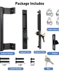 Sliding Glass Door Handle Set With Lock For Patio Doors Easy To Install Replacement For Damaged Hardware Exterior Lock For Security Fits One To One And One Eighth Inch Thick Doors Six And Five Eighths Inch Screw Hole Spacing Black Finish