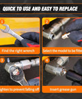 Steps to use 240 Piece SAE Grease Fittings Kit With G1/4 And G1/8 Zerk Fittings, straight and angled.