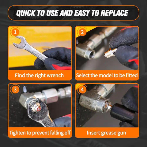 Steps to use 240 Piece SAE Grease Fittings Kit With G1/4 And G1/8 Zerk Fittings, straight and angled.