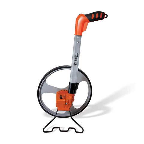 Pro Grade One Point Two Five Inch Measuring Wheel With Five Digital Counter And Collapsible Aluminum Handle for precise outdoor layouts.