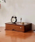 Lockable Wooden Desktop File Cabinet With Multi Tier Drawers For Home Office Space Saving Desk Organizer on a wooden desk