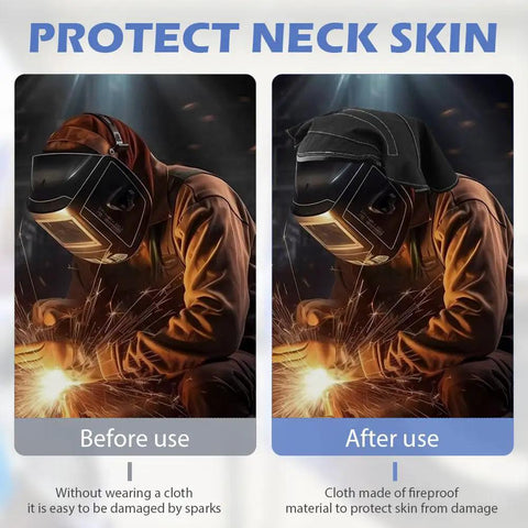 Comparison of welding with and without Extended Welding Helmet Cover With Press Fit Seal For Pro Grade Protection.