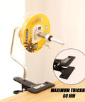 Side view of Pro Grade Fishing Line Winder Spooler With Clamp Portable Multifunction Spooling Station attached to table