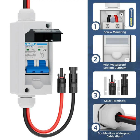 Built Tough Outdoor Solar Panel Disconnect Switch 30 Amp 400V Breaker Box With IP65 Waterproof Enclosure
