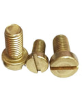 Top Shelf Brass Slotted Cheese Head Screw Pack Metric Sizes M2 Through M8 Solid Round Drive Machine Fasteners, three bolts