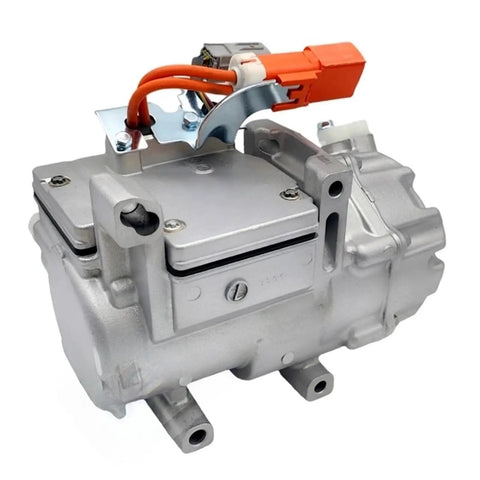 Direct Bolt On Electric AC Compressor Replacement For Tesla Model S ES34C showing detailed motor design and connection.