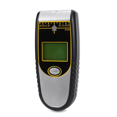 Domary 7 in 1 Wall Stud Finder Detector for Precision Metal and Live Wire showing digital display and measurement scales.