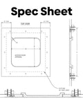 Spec sheet for No Sweat 18 x 18 Flush Mount Ceiling Access Panel dimensions and installation details.