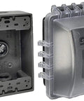 Weatherproof 1 Gang Exterior In Use Outlet Cover And Box Kit with Lockable Extra Duty Metallic Box for Outdoor Use