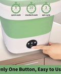 Slick Portable Washing Machine With Handy Foldable Spin Basket And Breezy Quick Wash Cycles No Sweat Compact Space Saver showing control panel.