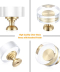 Sharp Round Cabinet Knobs 12 Pack 1 1 4 Inch Bright Crystal Glass Brushed Brass Handles For Drawers Dressers Closets And Cupboards Zero Headache Install Next Level Home Refresh, showcasing clear glass and brass knobs.