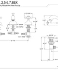 Technical diagram of Vintage Retro Widespread Lavatory Faucet With Metal Cross Handle In Polished Chrome 8 To 16 Inch Adjustable Center Deck Mounted