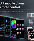 App control feature of Single Din Car Stereo Bluetooth 5.0 Multimedia Receiver with QR code for download, shown on smartphone