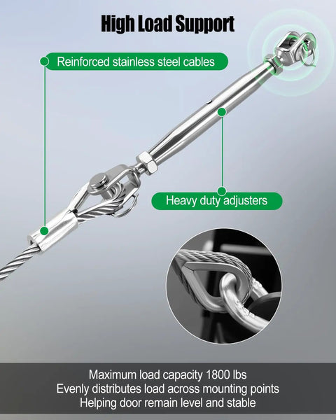 Conversion Cable Kit For Toy Hauler Patio Door With 109 Inch Stainless Steel Support System And Ramp To Deck Upgrade Hardware Set For RV Garage Entry Beefed Up Heavy Duty Construction For Smooth Setup And Lasting Outdoor Space