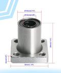 Aopin LMK10UU flange linear ball bearing, 10 mm bore, 19 mm OD, steel, front view