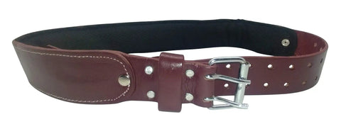 Real Deal Leather Framer’s Rig Tool Belt with adjustable buckle, made for comfort in professional construction work.