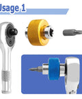 Badass 2 In 1 Palm Screwdriver Wrench Set With Mini Thumbwheel Ratchets And Quarter Inch Drive Socket Tool Kit showcasing components.