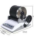 Tumbler Machine For Gem Enthusiasts DIY Stone Polisher with 7 Day Timer, dimensions shown, compact size for home use.