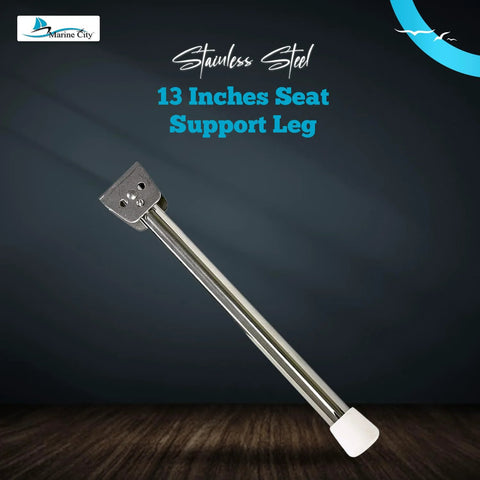 Stainless steel 13-inch seat support leg with mounting plate and rubber tip for boats (Marine City)