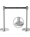 Heavy Duty Stainless Steel Stanchions Set Of Two With Retractable Belts And Four Way Secure Lock For Crowd Control Each Post Weighs
