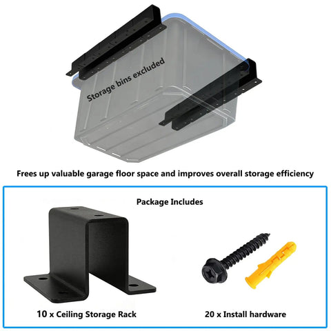 Heavy Duty Overhead Garage Storage Racks 10 Pack Adjustable Ceiling Bin System Tough As Nails Metal Ceiling Rails Kit