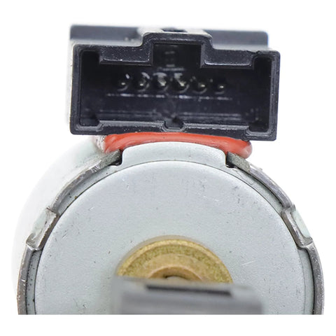 CVT transmission stepper motor with black 5-pin plug, metal housing and red sealing ring