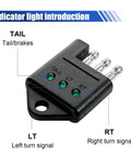 4 Pin Trailer Plug Tester With LED Indicators, 4 Way Flat Trailer Circuit Tester For Left Right Turn Signals And Brakes, Straight Wiring Tester Connector, No Fuss Troubleshooter For Tail Lights And Trailer Safety; black ABS