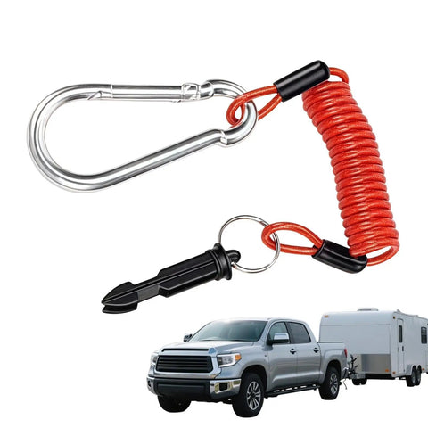 Stainless Steel RV Breakaway Cable With Transparent Jacket High Strength Lanyard For Trailers with 4.0mm core and truck-trailer setup
